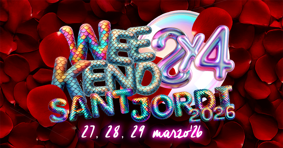 Vente al Weekend2x4 que hemos organizado para el Sant Jordi 2025. ¡Ven a bailar sin parar y a celebrarlo con tus amigos en SALOU.